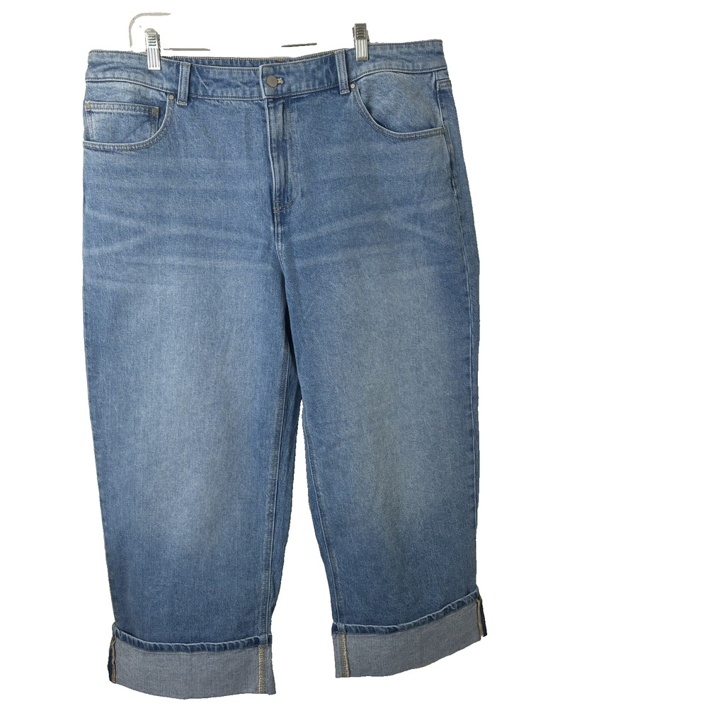 Talbots NWT Women's Straight Ankle Wide Leg High Rise Cuff Jeans Size 18
